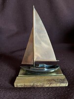 Rare copper-wood sailing model photo holder