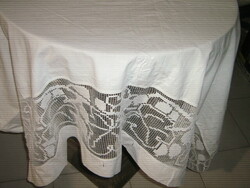Dreamy wide antique sheet with lace insert (vintage curtains, etc.) for creative purposes