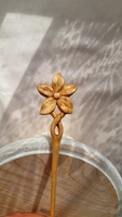 Carved wooden, natural maple, narcissus flower patterned hairpin, hair ornament