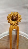 Carved from wood, natural mulberry, sunflower pattern hairpin, hair ornament