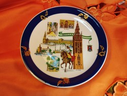 Sevilla, porcelán dísztányér, emlék tányér