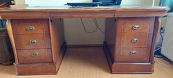 Spanish Hurtado brand desk for sale with matching leather armrests and paper basket.