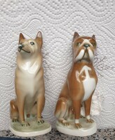 Zsolnay porcelain dogs in pairs.