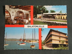 Postcard, balaton doll, mozak details, interior detail of Beczali Inn, pier, port, beach, resort