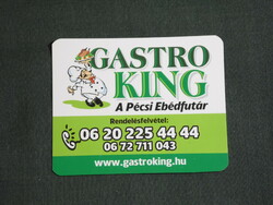 Kártyanaptár,kisebb méret, Gastro King ebédfutár, Pécs,grafikai ,reklám figura szakács, 2008, (6)