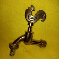 Copper garden tap with rooster.