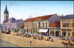 Erdély (Románia) Torda (Turda), Főtér - Üzletek és Piac 1911 (Weisz Lipót kiadás)