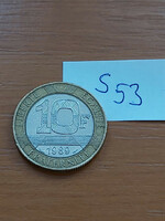 French 10 French francs 1989 bimetallic s53