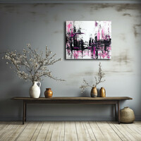 Pink Black Abstract - 60x50 cm absztrakt festmény