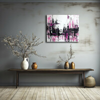 Vörös Edit - Pink Black Abstract - 60x50 cm absztrakt festmény