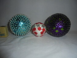 Two pieces of sequined Christmas tree decoration, ball - together