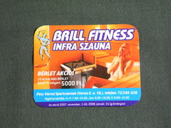 Card calendar, small size, brill fitness, infrared sauna, Pécs sports hall, erotic female model, 2008, (6)