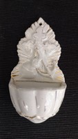 Antik porcelán szentelvíztartó, német, 11,5 X 6 cm, dombornyomott
