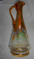 Antique numbered enamel painted torn glass decanter