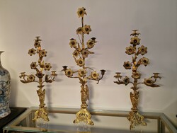 Set of 3 old candelabers