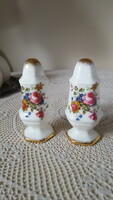 Beautiful floral, gilded English bone china salt and pepper shaker