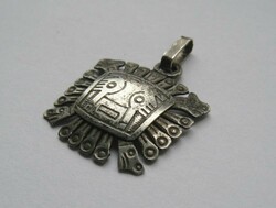 Perui, inka fej, ezüst medál, ősi arc, amulett