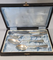 Antique English style silver christening set in box