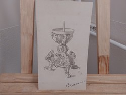 (K) grabowiec graphic aqua 17x30 cm candle holder