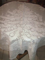 Csodaszép karácsonyi mintás különleges hófehér vitrázs függöny