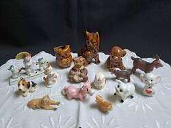 15 db kicsi állat figura porcelán, kerámia és egyéb 3-9 cm