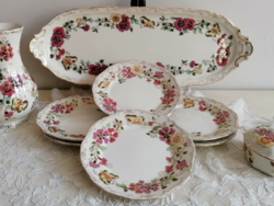 Zsolnay, cream-colored, butterfly cake/sandwich set