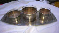 Argentor silver-plated copper table offering 4 parts + glass inserts early 1900s