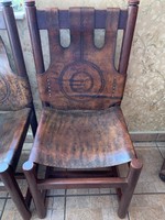 Vintage, art deco 4 pieces industrial artist leather chairs