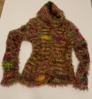 Különleges pulóver felső garbó kötött extra fonal színek onesize rugalmas