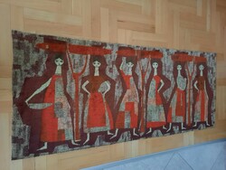 Retro moquette tapestry with female figures