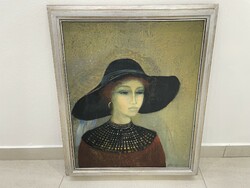 Garabuczy Ágnes női portré preraffaelita kép festmény modern mid century