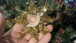 Retro Christmas tree decoration, approx. 9 cm, golden star.