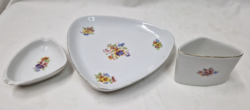 Hollóháza small floral porcelain ashtrays and cigarette holder are sold together