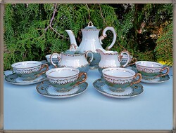 Rare, green Zsolnay porcelain pompadour 1st coffee set