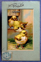 Antique embossed Easter greeting card - chicks from 1906