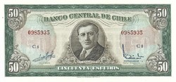 50 Escudo escudos 1962-70 chile unc 