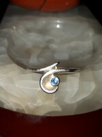 Régi magyar kék köves ezüst gyűrű - 50- es méret