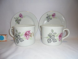 Two pieces of Zsolnay porcelain, a large rosy mug and two rosy Great Plains porcelain plates - together