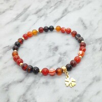 Carnelian mineral bracelet with stainless steel spacer