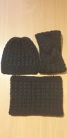 Handmade, hand-knitted, women's cap-scarf, ear protection set
