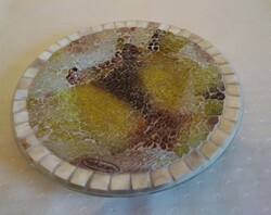 Glass mosaic bowl, candle holder 20.5 cm diameter