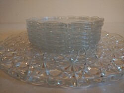 6 crystal glass cake plates and serving bowls
