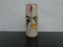 Scheurich vase, beige flower vase with floral decor from the 1950s!