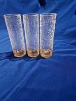 Retro ... Karcagi Berekfürdői barackos rózsaszínes fátyolüveg repesztett üveg pohár  csőpohár