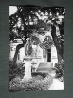 Képeslap, Balatonfüred, Jókai múzeum bejárat részlet, szobor