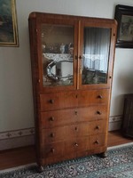 Antique display cabinet with drawers