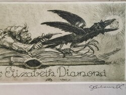 Károly Sterbenz ex libris elizabeth diamond (etching signed by the artist)