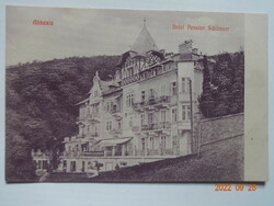 Régi postatiszta képeslap: Abbázia, Hotel Pension Schlosser
