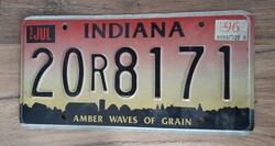 USA license plate Indiana 96
