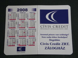 Kártyanaptár, Cívis Credit zálogházak,térképes,kisvárda,Gyöngyös,Szarvas,Püspökladány, 2008, (6)